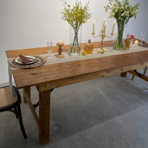Mesa de granja plegable de madera de pino reciclada sólida de calidad de Venta caliente para Bodas de eventos de alquiler - Product Image 4