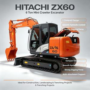 Mini-excavatrice sur chenilles Hitachi ZX60 d'occasion, 6 tonnes, d'origine japonaise, avec lame de bulldozer, pour la construction et l'agriculture, avec certification CE - Product Image 1