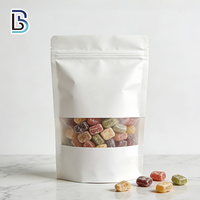Sachet Doypack Blanc Mat Lebei Packing, Pochette en Papier Kraft, Sachet Ziplock Autoportant avec Fenêtre Transparente pour Emballage Alimentaire, Noix, Thé