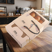Boîte d'emballage pour pâtisserie, croissant, pain, cupcake, avec poignée et fenêtre, design intégral personnalisé, à emporter, avec fermeture à pression