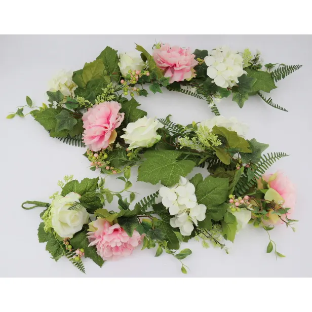 Decorazione d'attaccatura della ghirlanda del vestito da sposa della casa della foglia verde del fiore della vite del Rattan del fiore di rosa artificiale