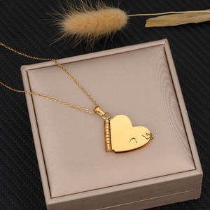 Collar con Colgante de Moda Personalizado de Acero Inoxidable 316L, Chapado en Oro PVD de 14K y 18K, Collar con Corazón, Collares en Blanco para Grabar - Product Image 4