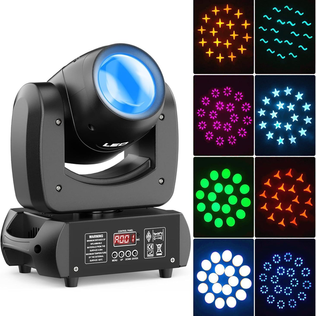 100W RGBW 4-in-1 LED Moving Head Spotlight with Sound Activated DMX Control IP33 Rated 5 Beam Angle for Stage Lighting