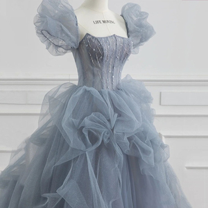Vestido de noche azul para mujer para celebrar su cumpleaños, vestido de novia estilo francés, vestido de gala de alta gama. - Product Image 3