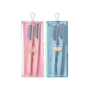 Lmltop Rasoir à sourcils 2 pièces rose et vert en ABS et acier inoxydable à pointe inclinée pour la population générale SY344 - Product Image 1