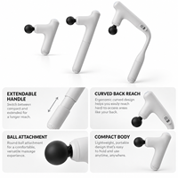 Pistolet de massage musculaire blanc 3-en-1 avec 4 vitesses, 4 têtes, moteur sans balais et longue autonomie pour la récupération sportive et la remise en forme
