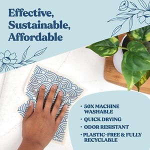 Paños de cocina suecos para cocina, toallas de papel reutilizables de acuarela, toallas de plato suecas lavables, paños de esponja, paños biodegradables - Product Image 5