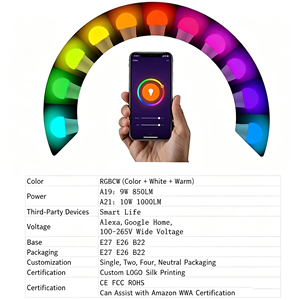 Ampoule LED Dimmable RGBCW AC110V E26 avec télécommande 2.4G et application mobile Tuya pour le contrôle Ra80 CCTRGB - Product Image 3