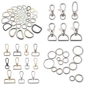 Fibbia per Borsa in Lega di Zinco di Alta Qualità, Anello a D Scorrevole, Gancio Portachiavi Oro e Argento, Accessori per Borse, Moschettone - Product Image 1