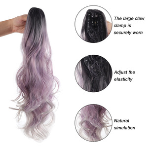 Perruque queue de cheval longue bouclée gris-violet avec couronne haute et cheveux à pointe en I pour femme Miss Style PY333 10.5 - Product Image 2