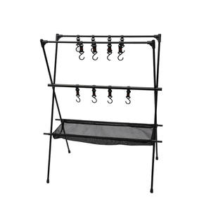 Support de rangement de camping en aluminium pour l'extérieur, porte-vaisselle multifonctionnel avec crochets et étagère en maille pour usage extérieur - Product Image 3