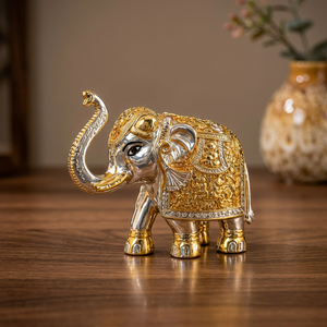 Handcrafted Silver Plated <b>Elephant</b> Pair Vastu Home <b>Decor</b> Lucky <b>Elephant</b> Statue Feng Shui Gift Wedding Tabletop Figures Office - Product Image 1