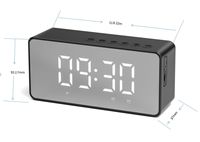 Altavoz Portátil Inalámbrico 5.4 con Doble Alarma, Pantalla LCD con Espejo, Batería de 1000-2000mAh, Compatible con Tarjeta TF, para Uso en Exteriores