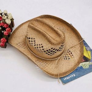 Fashionable Roll up Brim Unisex Raffia <b>Straw</b> Cowboy <b>Hat</b>-High Quality Cheap Price for Sports Travel Fishing & Party Use - Product Image 3