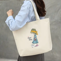 Sac fourre-tout en toile de coton imprimé pour femme avec longues bandoulières, sac à main décontracté pour le shopping, les voyages et l'usage quotidien