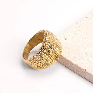 Bague large pour homme, style européen imposant, à motif de points, anneaux bombés épais, bague de championnat de <span class=keywords><strong>basketball</strong></span>, or 18 carats, acier inoxydable, bijoux - Product Image 6