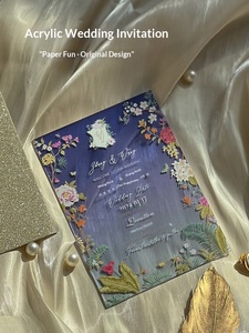 Invitations de mariage et lettres de fiançailles en acrylique, illustration florale, peintes à la main, style professionnel élégant haut de gamme - Product Image 4