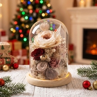 Geconserveerde roos glazen stolp eeuwige bloemarrangement gedroogde bloemen display romantisch cadeau voor Moederdag nieuwjaar huisdecoratie