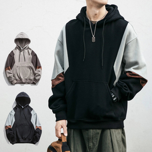 KingSen Custom OEM Drop Shoulder Color Block Hoodie Embroidered French Terry <b>Men's</b> Casual <b>Pullover</b> Sweatshirt - Product Image 2