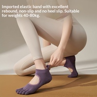 Chaussettes de yoga et de Pilates à cinq doigts sans talon, semelle en coton, antidérapantes, pour femmes, vente en gros, directement du fabricant