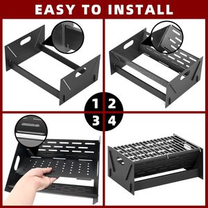Portable Carbon Steel Brushed Outdoor BBQ Smoker Foldable <b>Garden</b> Grill with Charcoal Fuel for Camping Travel Includes Gloves - Product Image 4