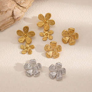 Flower <b>Stud</b> Earrings Zinc Alloy Gold <b>Silver</b> Color Geometric Design For Women Fashion Jewelry TE60097 G - Product Image 2