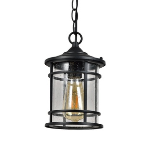 ET-002 Gros Fer En Plein Air Jardin Pendentif Lampe Plafonnier avec Finition Noire et Semences Cylindre En Verre Ombre IP44 E26/E27 - Product Image 5