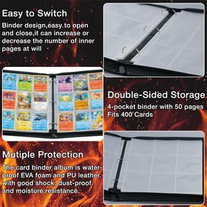 Xách tay 9-túi 50 trang 900 Túi thẻ chất kết dính không thấm nước PU Zip Dây Kéo Con dấu cho giao dịch thể thao Trò chơi thẻ Bộ sưu tập Album - Product Image 2