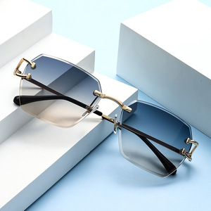 Lmamba 6079 Fashion Rimless Cut <b>Edge</b> Sun Glasses Brand Designer Metal <b>Square</b> Sunglasses 2024 - Product Image 4