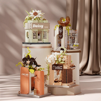 Blocs de construction floraux romantiques, maison florale en verre transparent, ensemble de construction de boutique miniature, vente en gros OEM