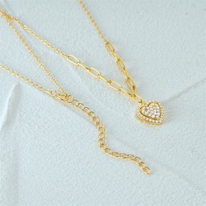 จี้รูปหัวใจ CANNER Fine Jewelry สร้อยคอทอง 18k เงินแท้ 925 สร้อยแบบ Paperclip สร้อยคอสั่งทำได้ เครื่องประดับสำหรับผู้หญิง - Product Image 3