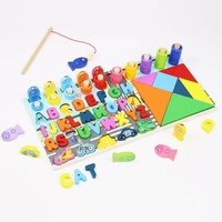 Tableau d'association éducatif 3-en-1 en bois pour enfants : chiffres, formes, perles à compter (jouet à picots) – Jouets Montessori 5-7 ans