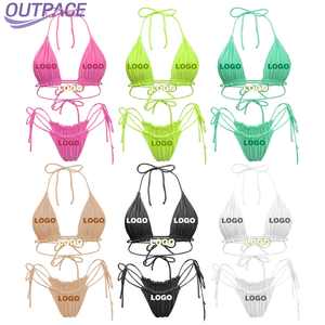Costume da bagno da donna di marca di lusso, top a triangolo con catena, <span class=keywords><strong>bikini</strong></span> <span class=keywords><strong>sexy</strong></span> da donna firmato. - Product Image 1