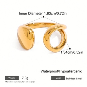 Bague ouverte asymétrique creuse plaquée or rose personnalisée pour femme, bijou fantaisie en acier inoxydable, bague géométrique tendance - Product Image 6
