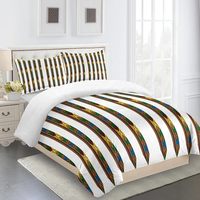 Parure de lit complète Saba Telet de style éthiopien et érythréen, housse de couette pour lit simple ou double et 2 taies d'oreiller