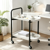Table Basse Mobile Multifonctionnelle Moderne en Bois Écologique et Fer, avec Chariot de Rangement, Facile à Nettoyer