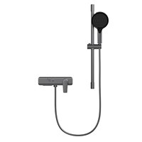 Mitigeur de douche apparent HONGDEC gris anthracite à 2 fonctions avec commande à clavier, levier unique, bec de sortie inférieur et douchette à main