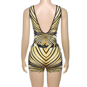 New Zebra In Phụ Nữ Của Bộ Sâu <span class=keywords><strong>V</strong></span> Veck Top <span class=keywords><strong>V</strong></span>à Quần Short Thời Trang Phố 2 Mảnh Bộ Phụ Nữ - Product Image 3