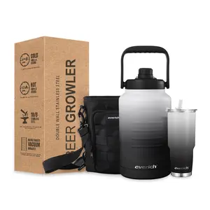 84oz 128oz 100% bir tahan daun Growler Gym terisolasi kapasitas besar olahraga botol air pengocok Protein dengan tutup sedotan