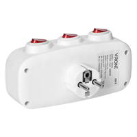 Adaptateur de prise 3 voies de type E français conforme aux normes européennes Pheiyon, 3x16A 230V 3680W avec interrupteurs, CE RoHS, export pour la France, la Pologne, OEM