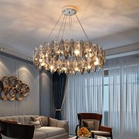 Lustre led suspendu k9 en cristal doré, design moderne de luxe, idéal pour un salon, un hôtel, une villa, un plafond rond