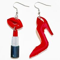 Vente chaude exagéré gras lèvres rouges talons rouges verres à vin rouge à lèvres Bikini fête bijoux Sexy femmes boucles d'oreilles goutte pour les filles