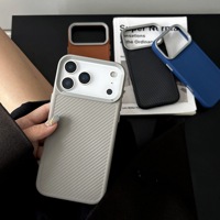Funda Protectora de Fibra de Carbono a Prueba de Golpes para iPhone 17 16 15 14 13 12 11 Pro Max, Color Sólido