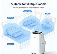 Condizionatore d'Aria Portatile Compatto Airwens 12000 BTU, Raffreddamento e Riscaldamento per Tutte le Stagioni, Pannello Digitale Superiore, Filtro Antipolvere, Ruote Scorrevoli per Casa