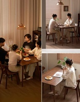 Ensemble table et chaises de salle à manger en bois massif à prix bas, design moderne pour utilisation commerciale dans les restaurants, avec matériaux en chêne et noyer noir