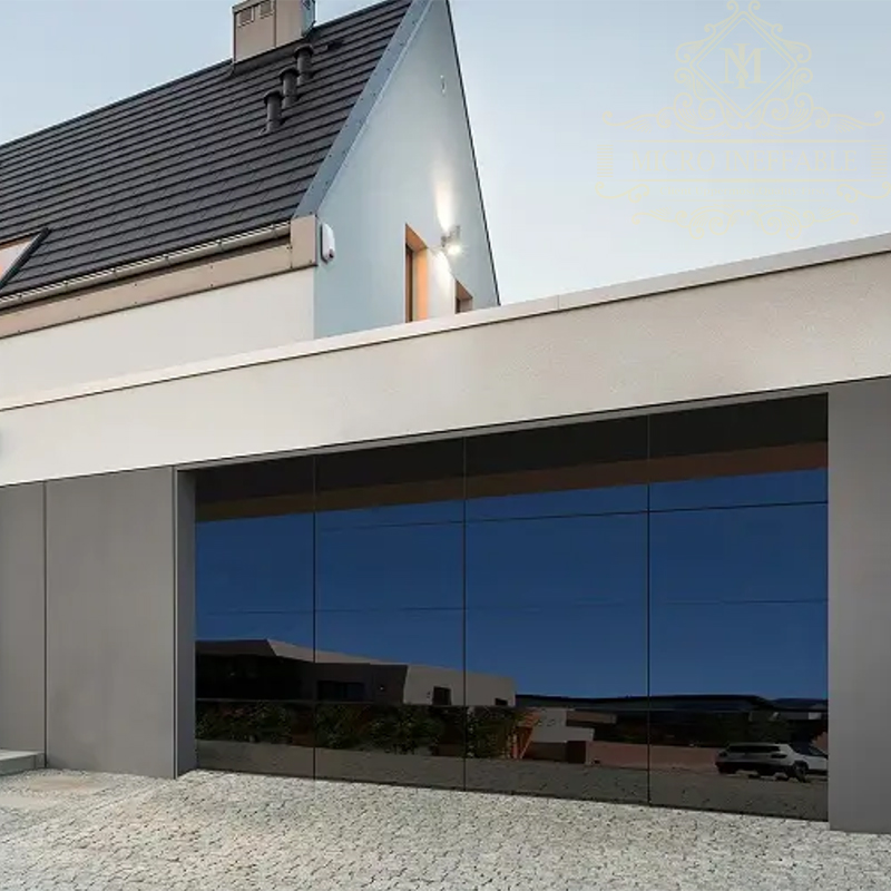 Modern Design Tempered Mirror Glass Automatic Sectional Aluminum Frameless Garage Doors For Sale