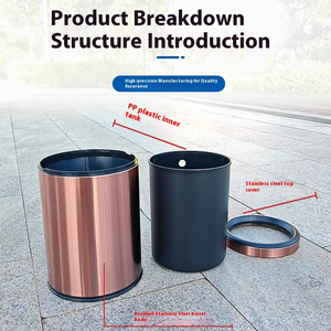 Thùng rác inox cao cấp dùng trong nhà, cấu trúc cảm ứng, 20L, chất liệu nhựa, dùng cho văn phòng, nhà vệ sinh, nhà bếp, ngoài trời - Product Image 3