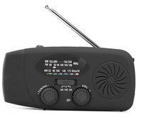 Radio FM de Emergencia con Manivela, Linterna LED, Radio Meteorológica Portátil, Batería Recargable de 2000mAh, Carga USB, Plástico