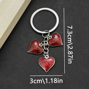 Llavero de Corazón con Diseño de Purpurina y Goteo de Aceite, Regalo Retro para Parejas, San Valentín, Lujoso, con Tres Corazones en 3D - Product Image 3