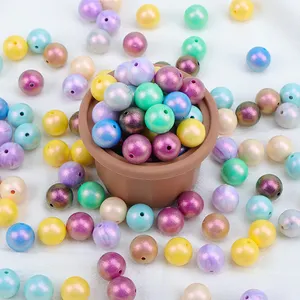 Neuankömmlinge Soft Material benutzer definierte kaubare Silikon 15mm Perlen benutzer definierte beliebte mehrfarbige Silikon Glanz perlen